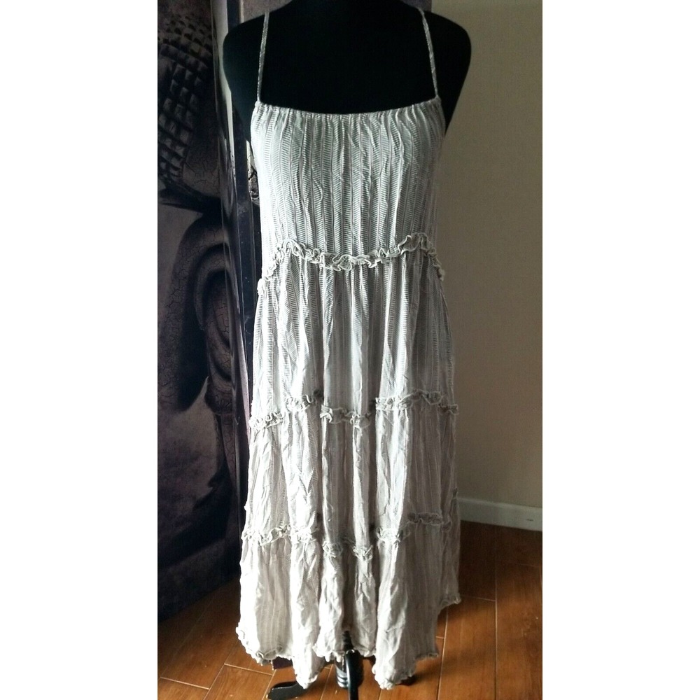 AUGUSTE Women's Spaghetti Strap Printed Sleeveless Tiered Midi Dress‎ Size 4 US